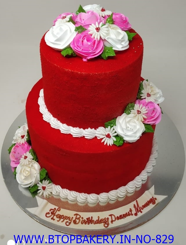 Red Roses 2 Tier Birthday Cake | Baked by Nataleen